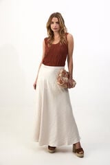 Slowlove Falda midi satinada con encaje Marfil