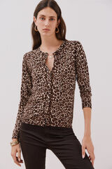 Cortefiel Su&eacute;ter de tejido fino Estampado marr&oacute;n