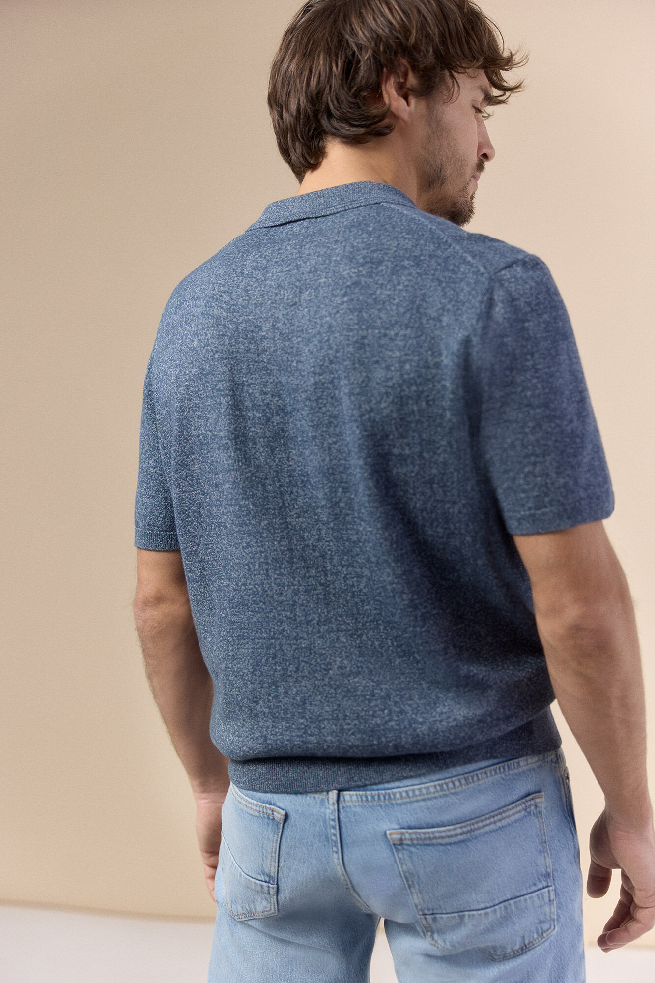 OOTO Jersey polo manga corta torzal Azul