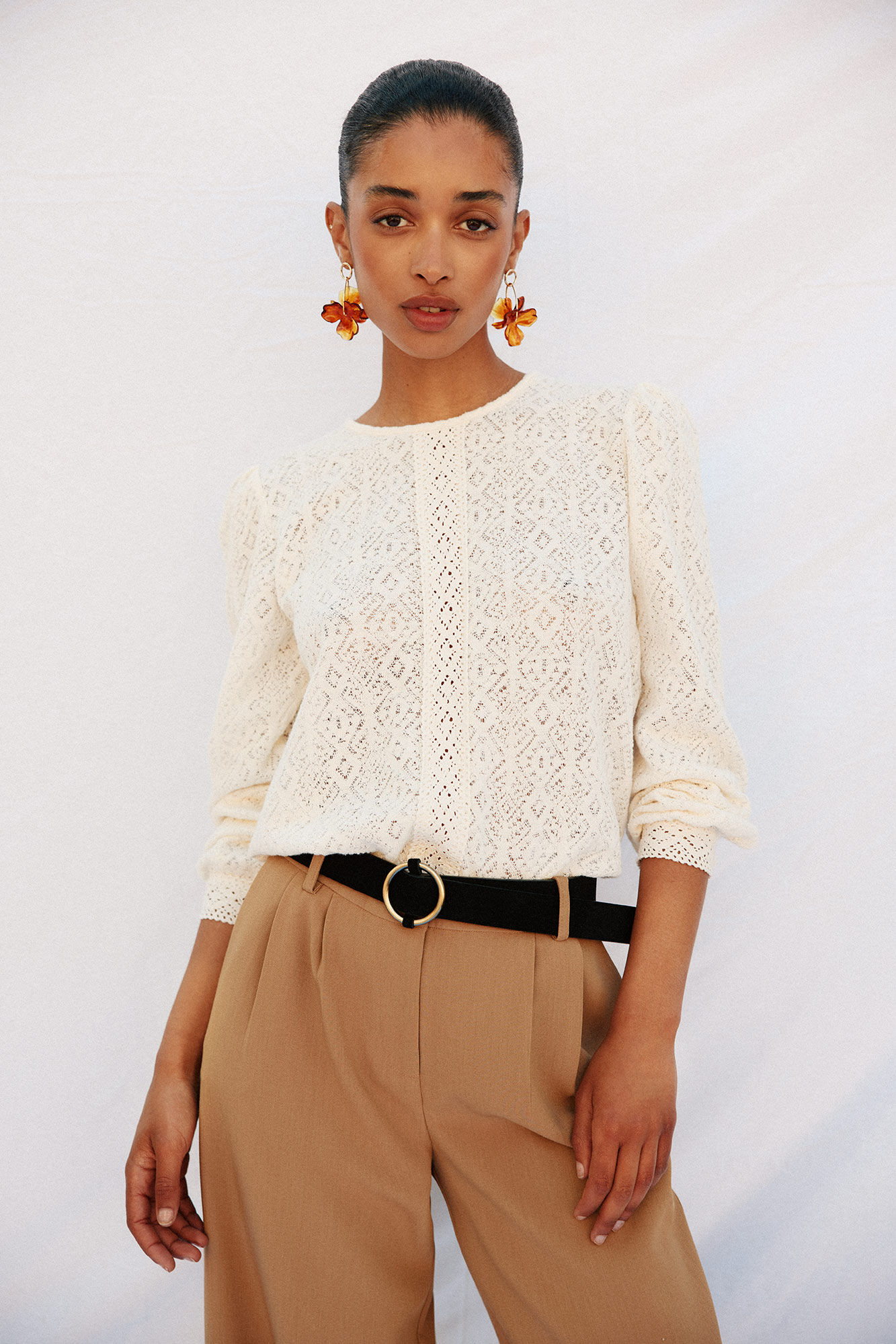 Cortefiel Top estructura r&uacute;stica Marfil