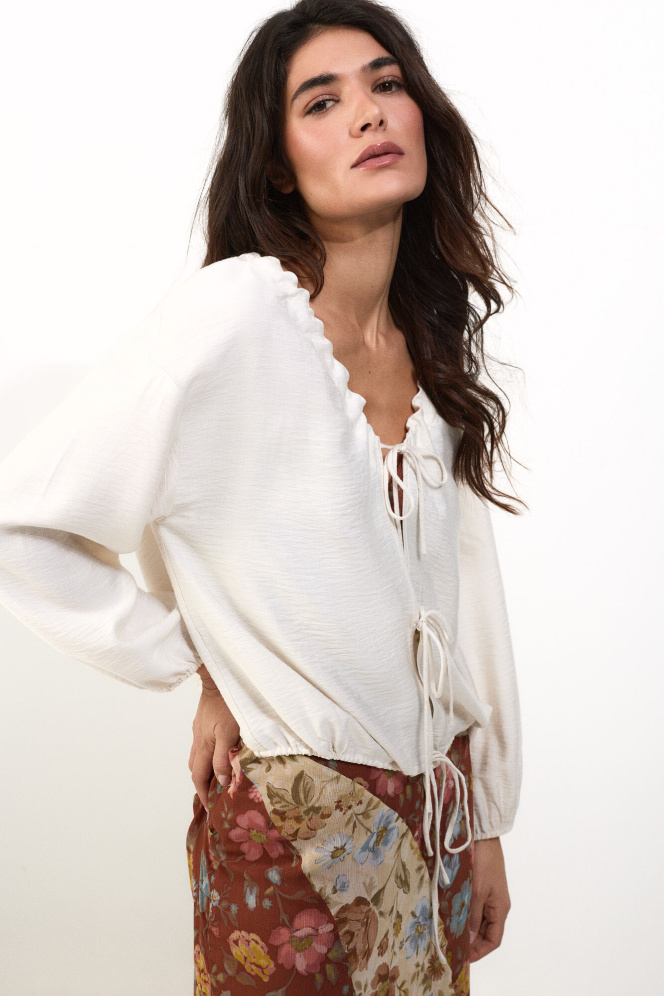 Slowlove Blusa con lazos