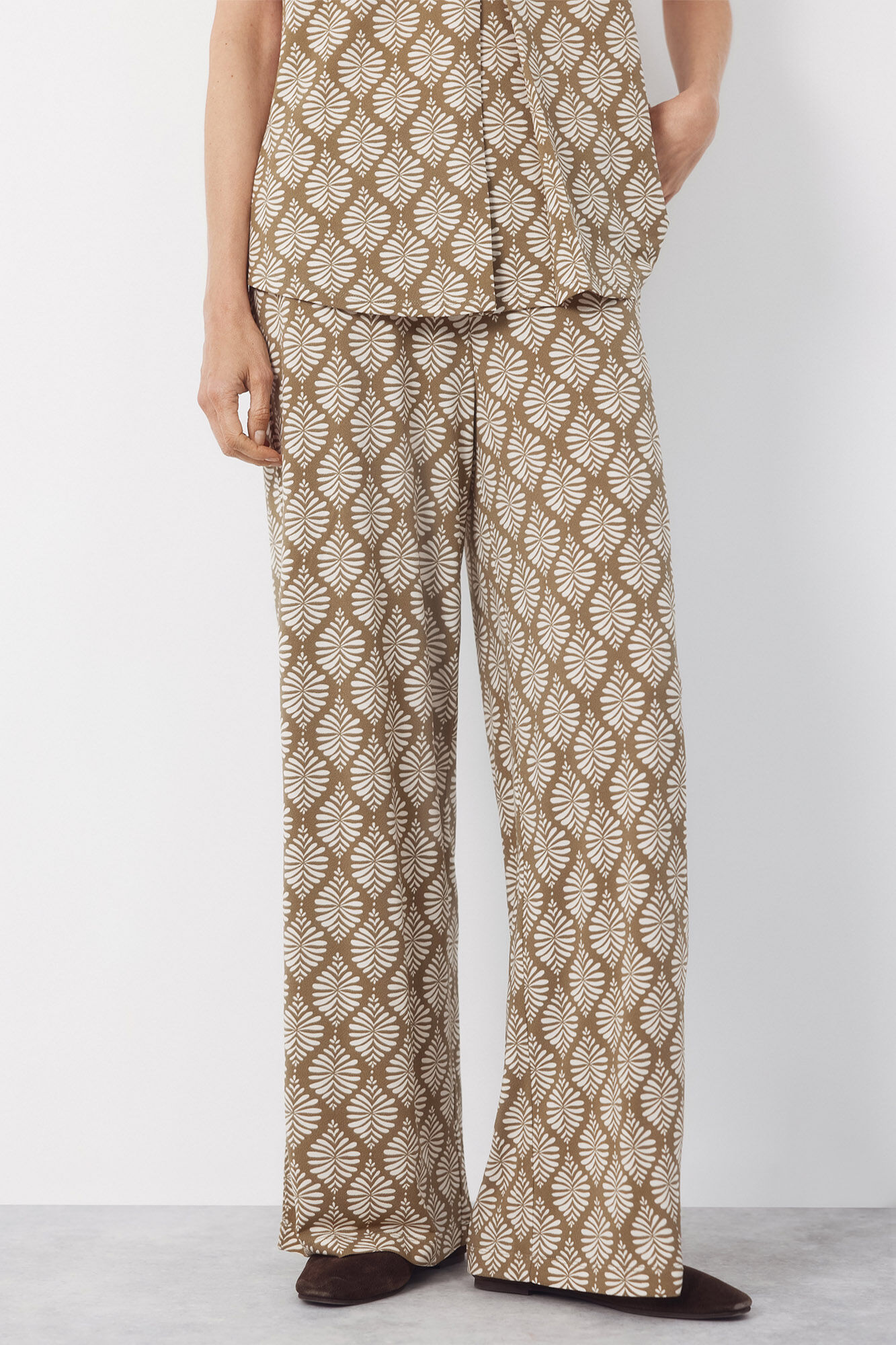 Cortefiel Pantal&oacute;n de tejido Estampado verde