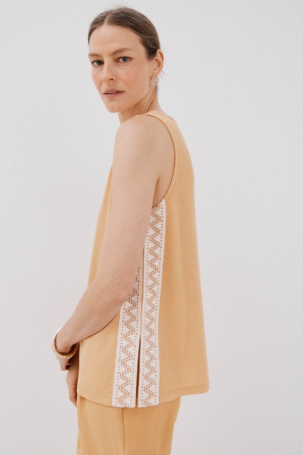 Cortefiel Top detalle puntilla crochet lateral Arena