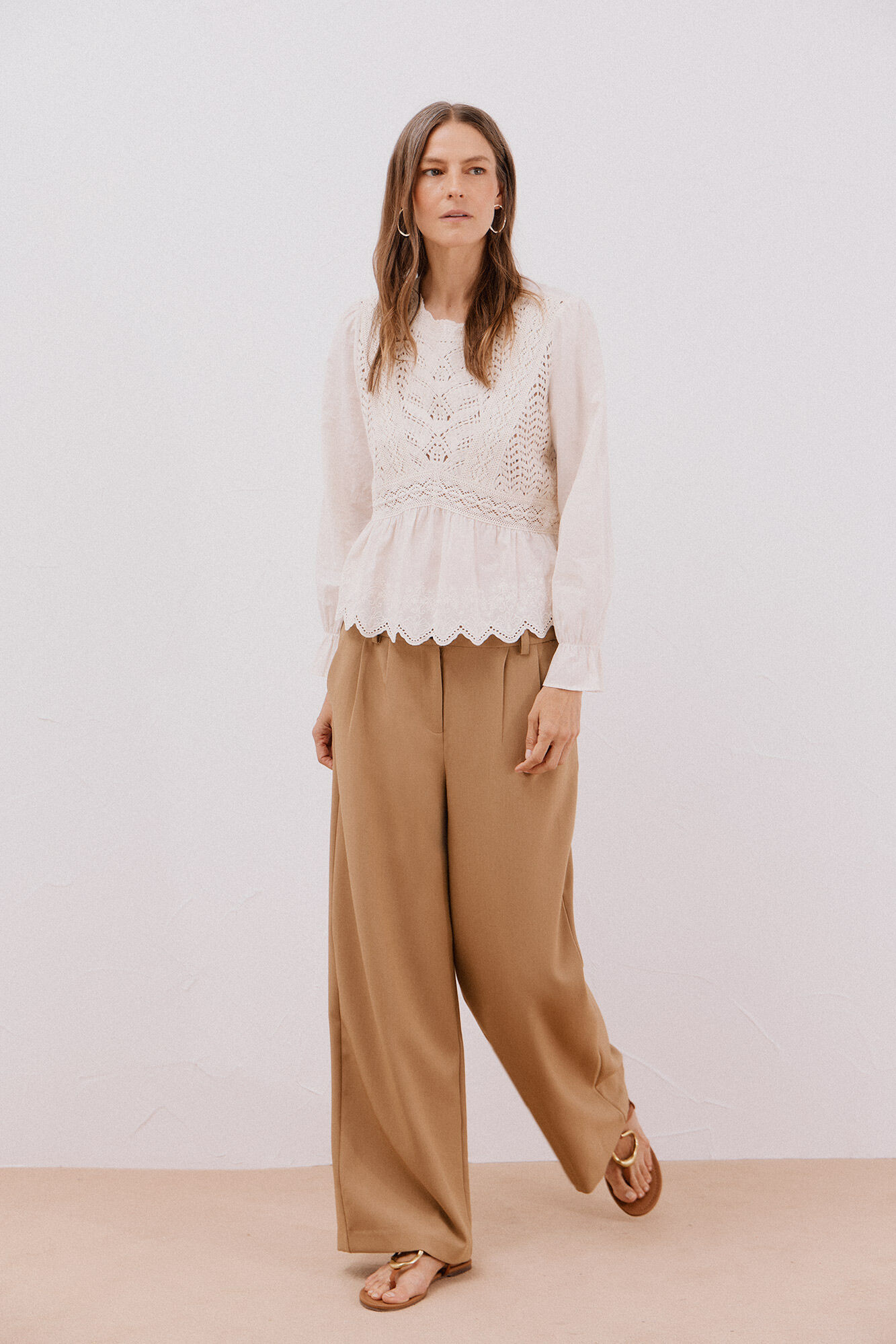 Cortefiel Top combinado  Marfil