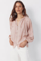 Cortefiel Blusa con bordados Rosa