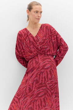 Cortefiel Vestido midi estampado Estampado granate