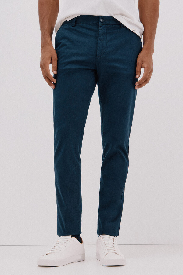 Cortefiel Pantalón chino print slim Azul oscuro