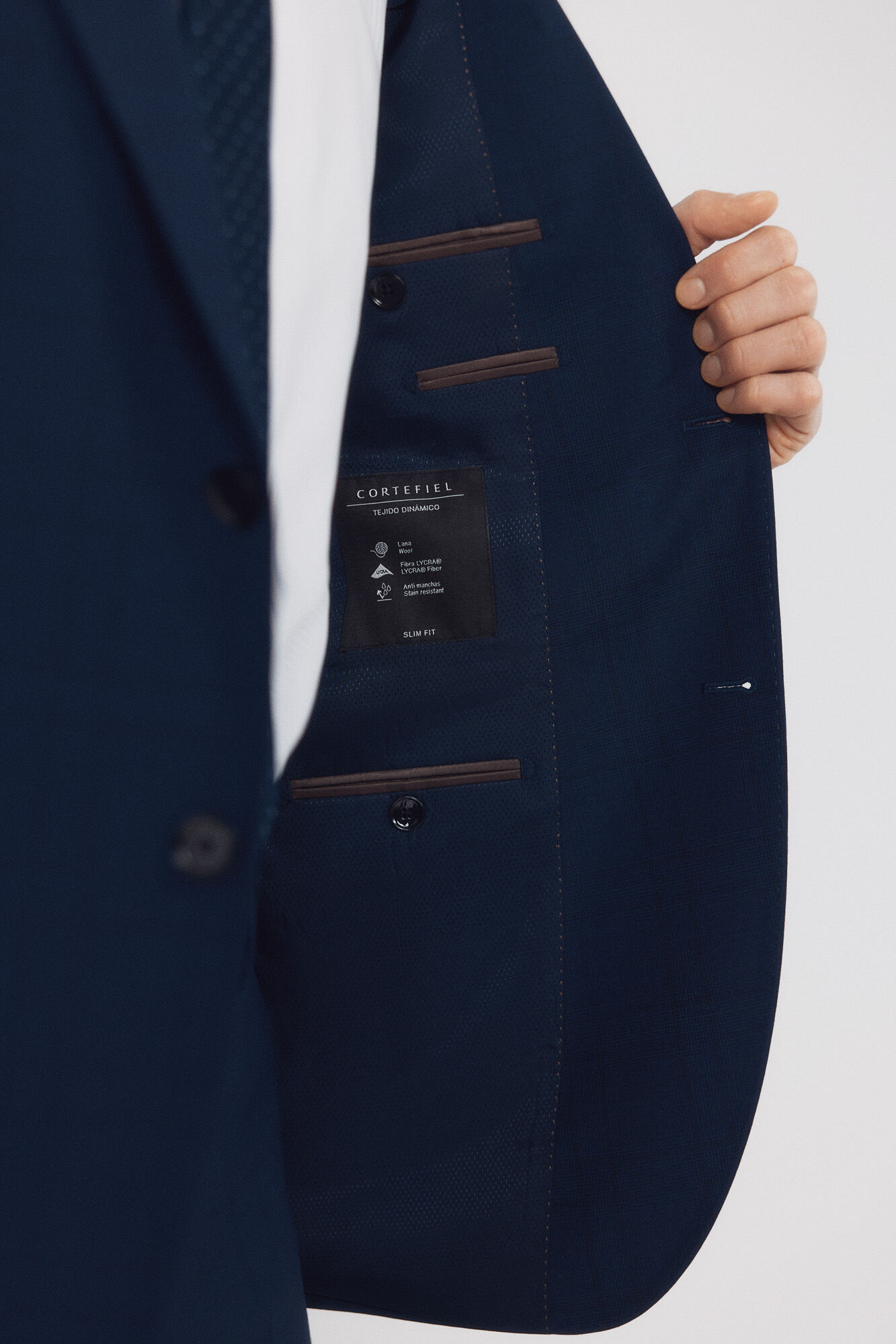 Cortefiel Americana traje dynamic cuadro azul Azul oscuro