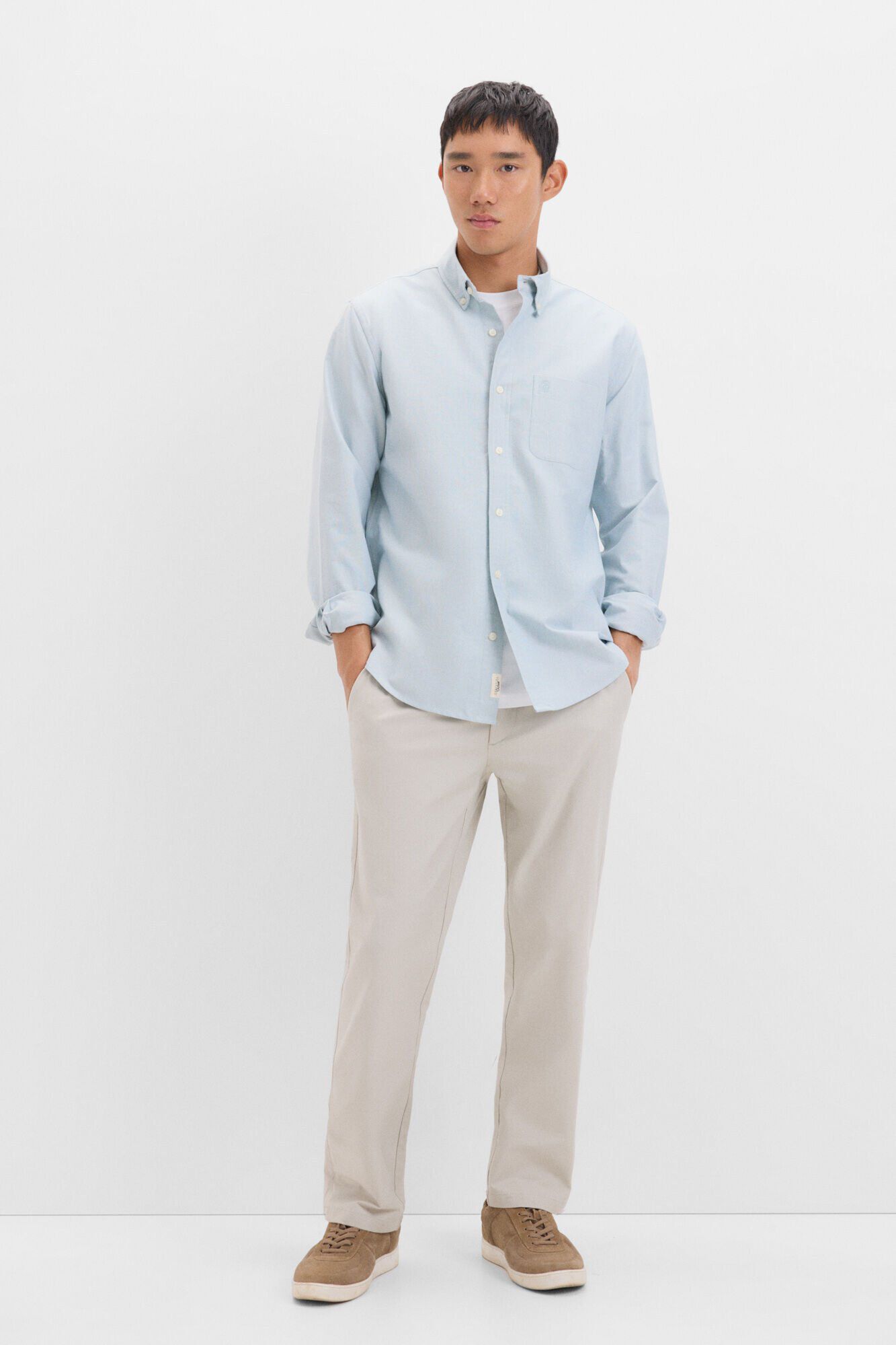 Cortefiel Camisa oxford liso Kaki