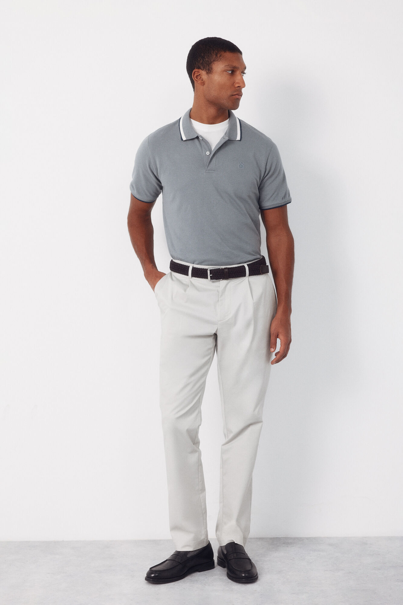 Cortefiel Polo estructura cuello fantas&iacute;a Gris