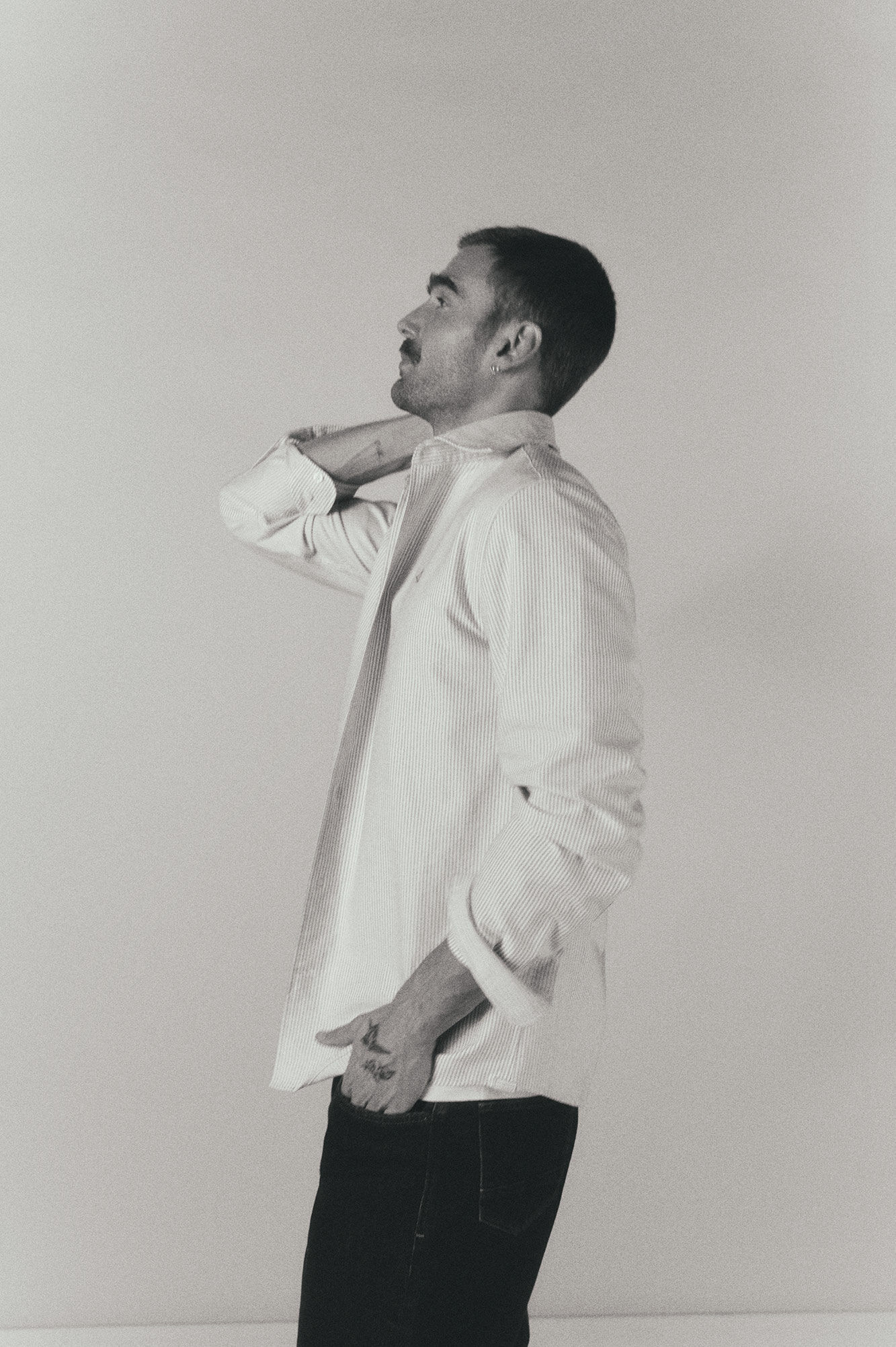 OOTO Camisa oxford raya candela manga larga Azul