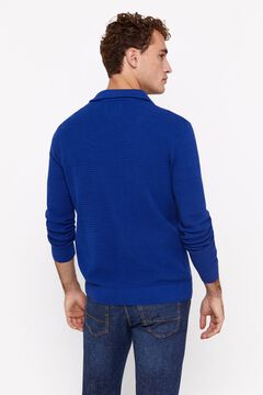 Cortefiel Jersey algodón cuello polo Azul