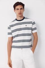 Cortefiel Camiseta de rayas estructura Blanco