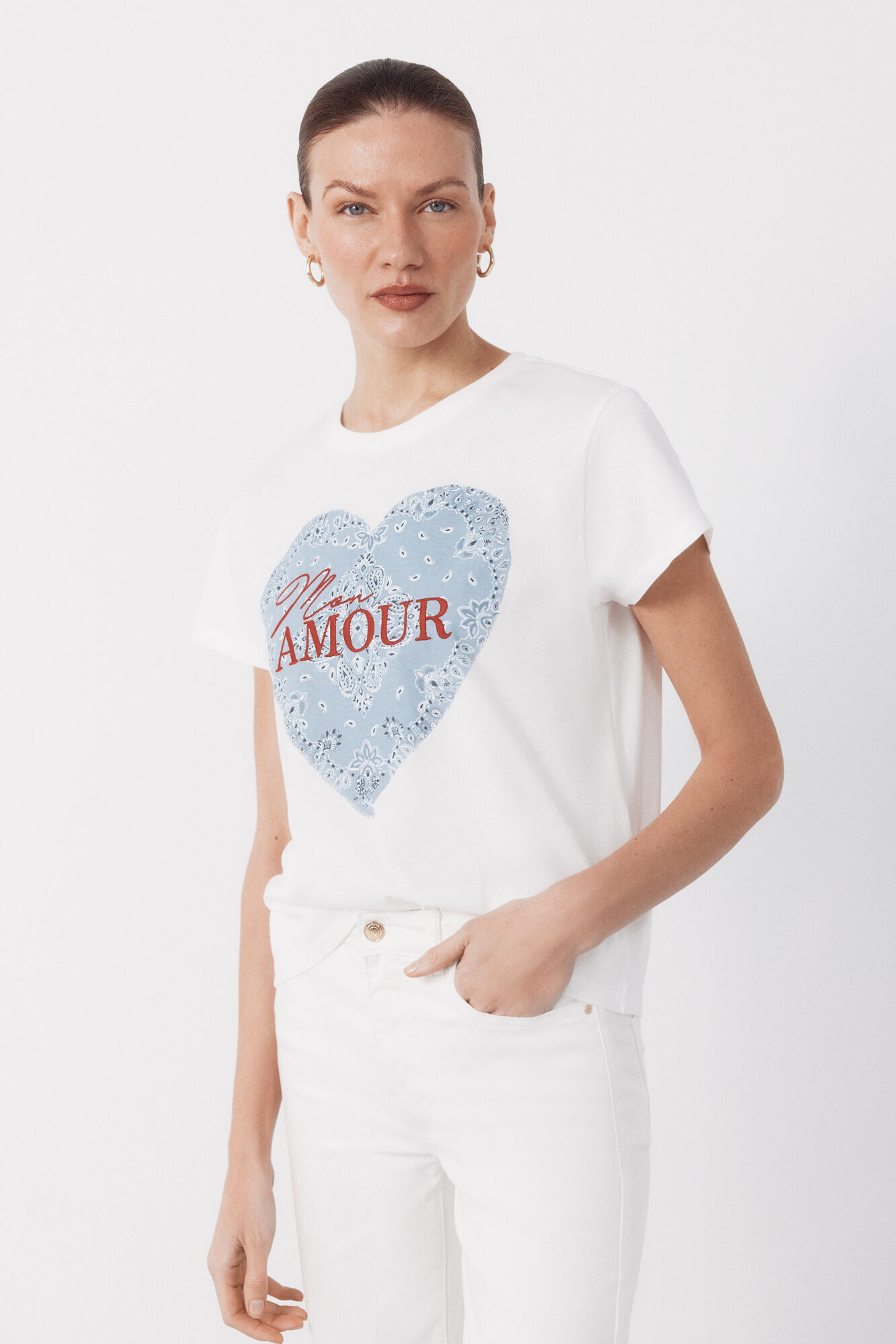Cortefiel Playera con estampado posicional Azul
