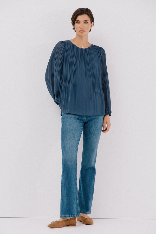 Cortefiel Blusa plisada Azul oscuro
