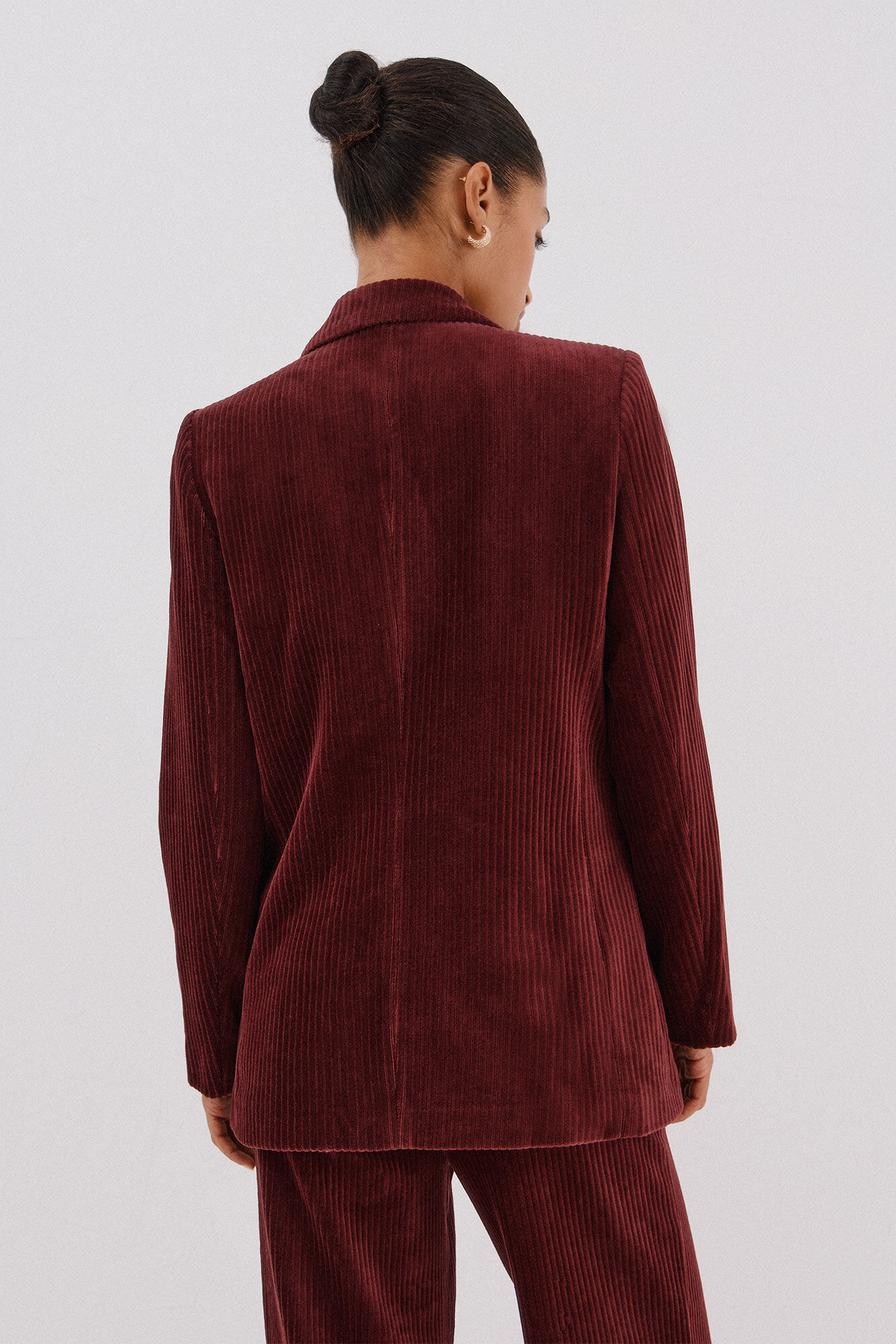 Cortefiel Blazer de mujer cruzada de pana Vino