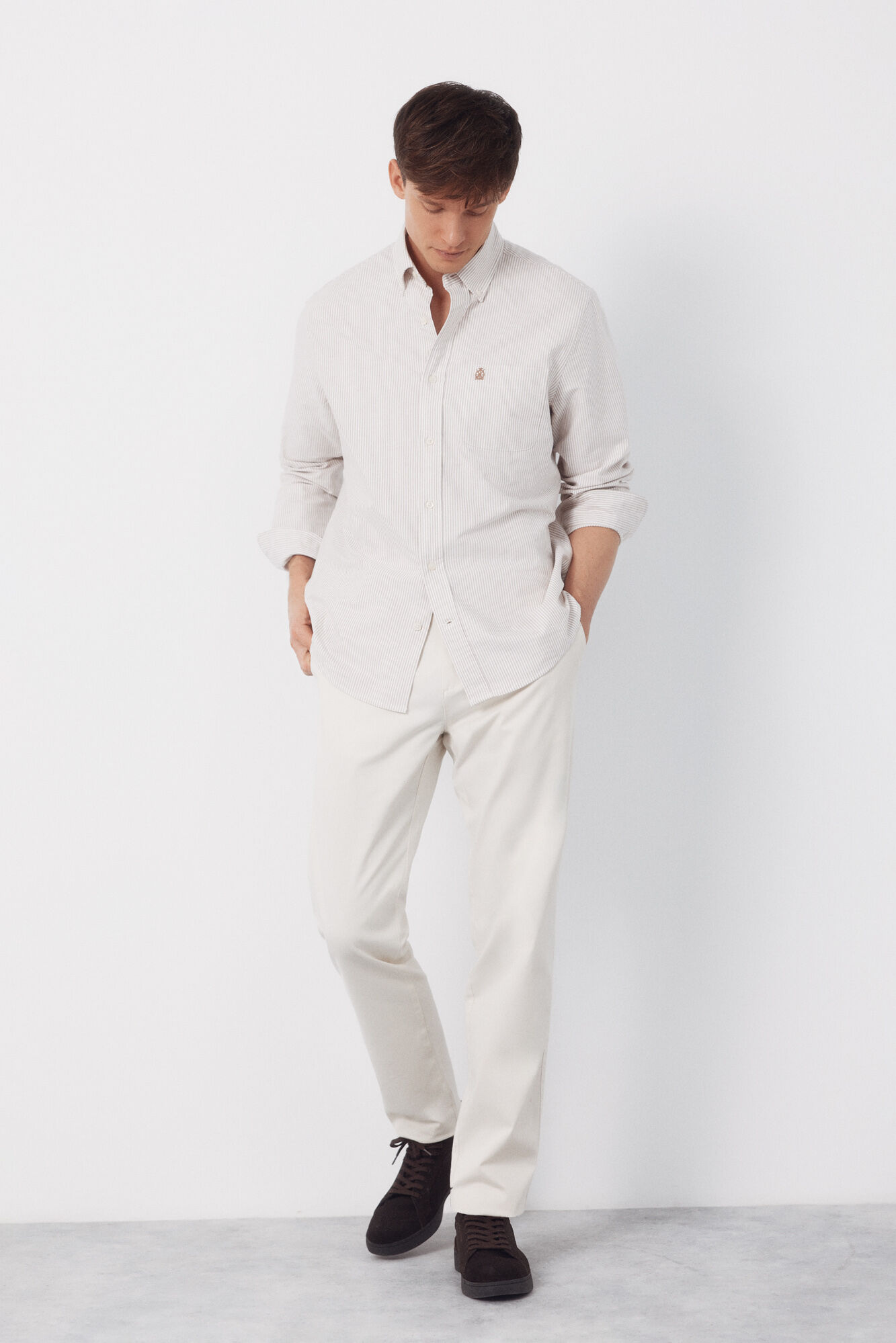 Cortefiel Pantal&oacute;n chino ligero slim fit Marfil