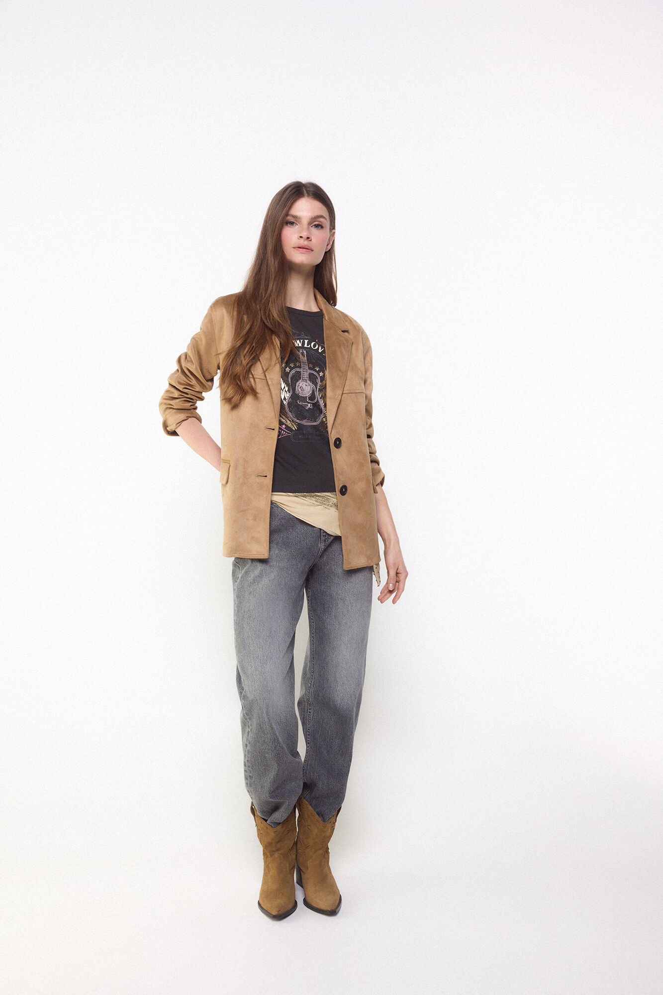 Slowlove Playera slowlove guitarra Gris oscuro