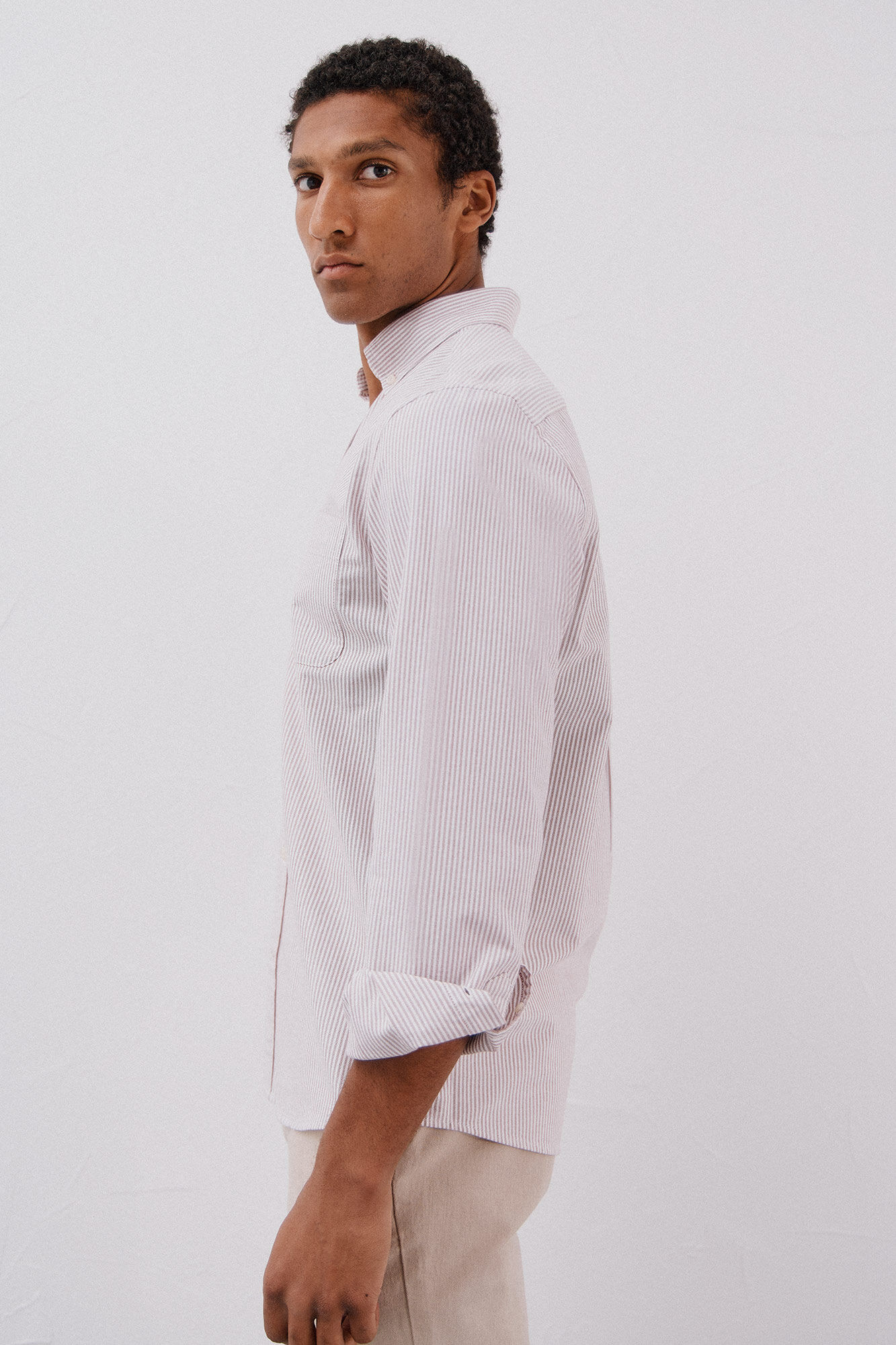 Cortefiel Camisa oxford raya candela Granate