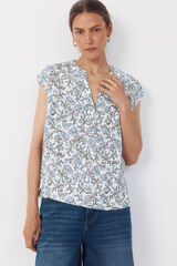 Cortefiel Blusa con encaje Estampado verde