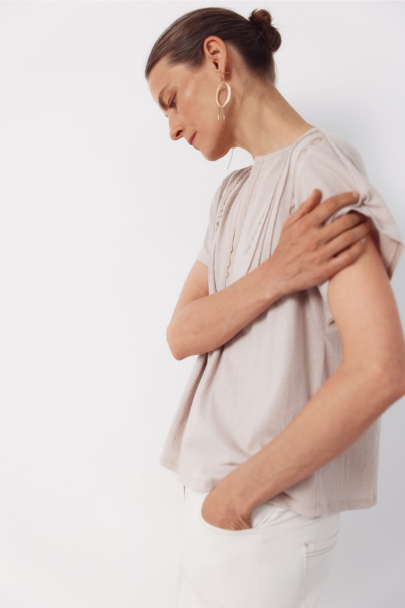 Cortefiel Playera de quillas Beige