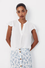 Cortefiel Blusa fluida de manga de vuelo Blanco