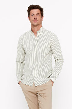 Cortefiel Camisa rayas planchado fácil Verde