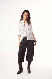 Slowlove Blusa de rayas tejida