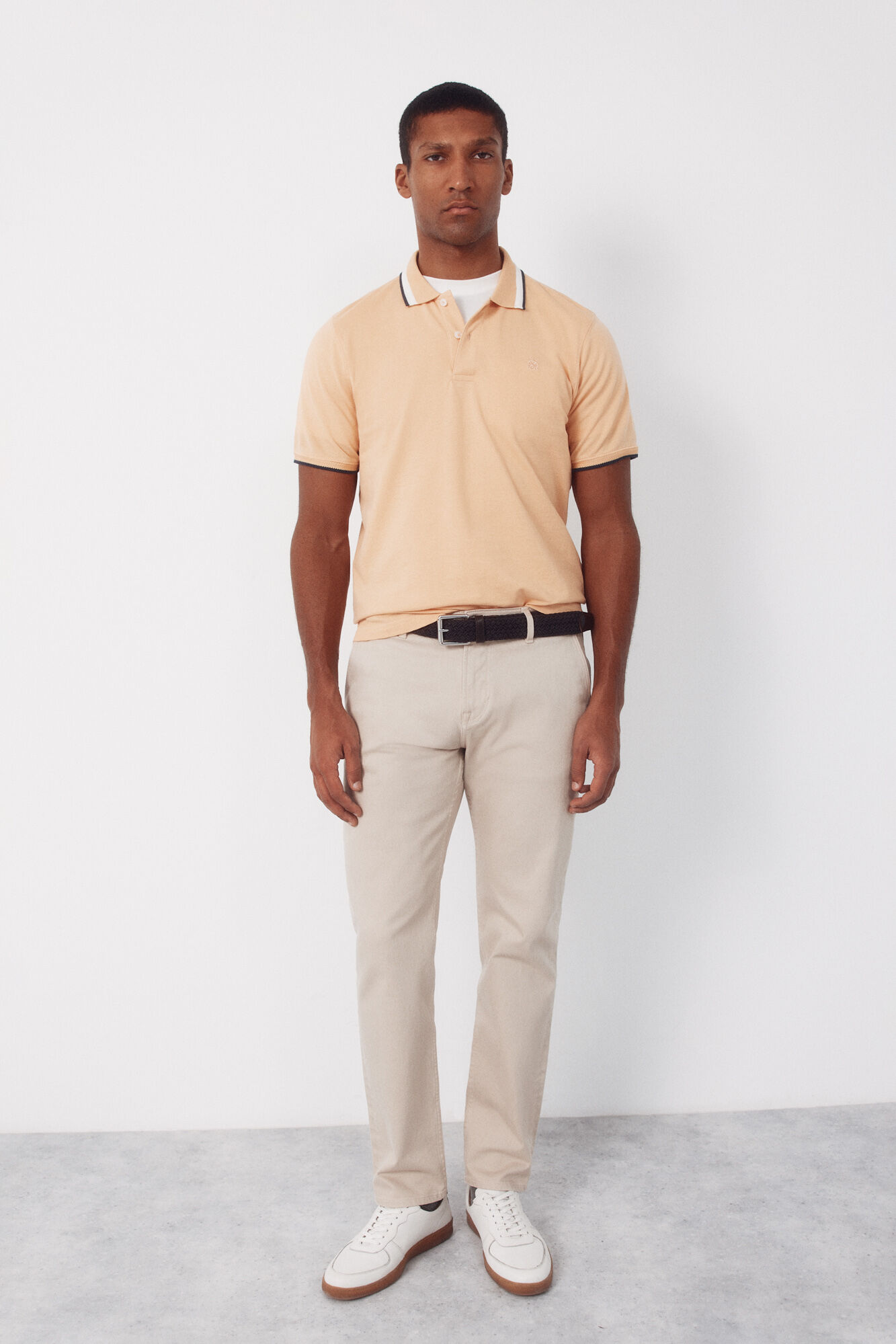 Cortefiel Polo estructura cuello fantas&iacute;a Naranja