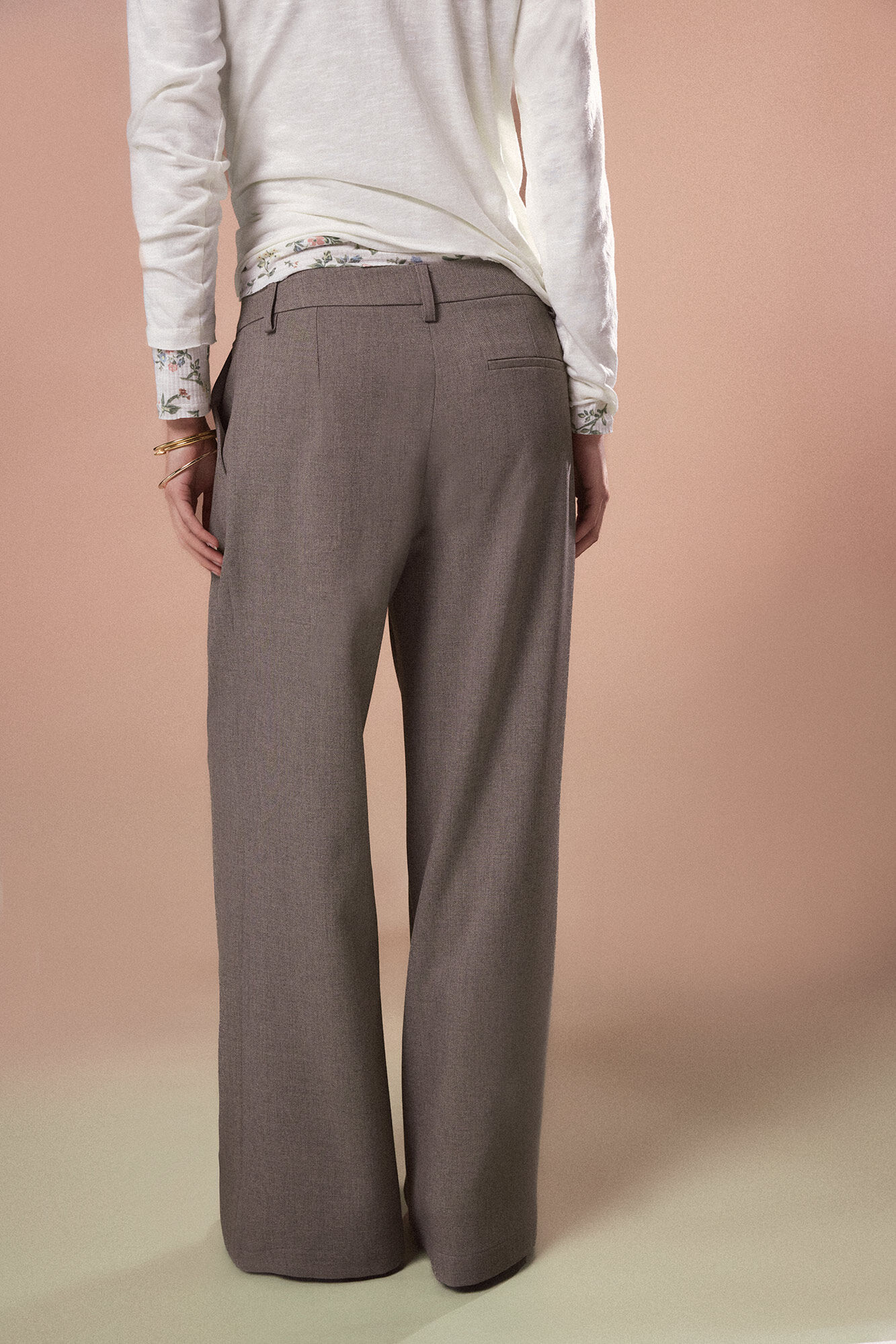 Slowlove Pantal&oacute;n pinzas recto Gris