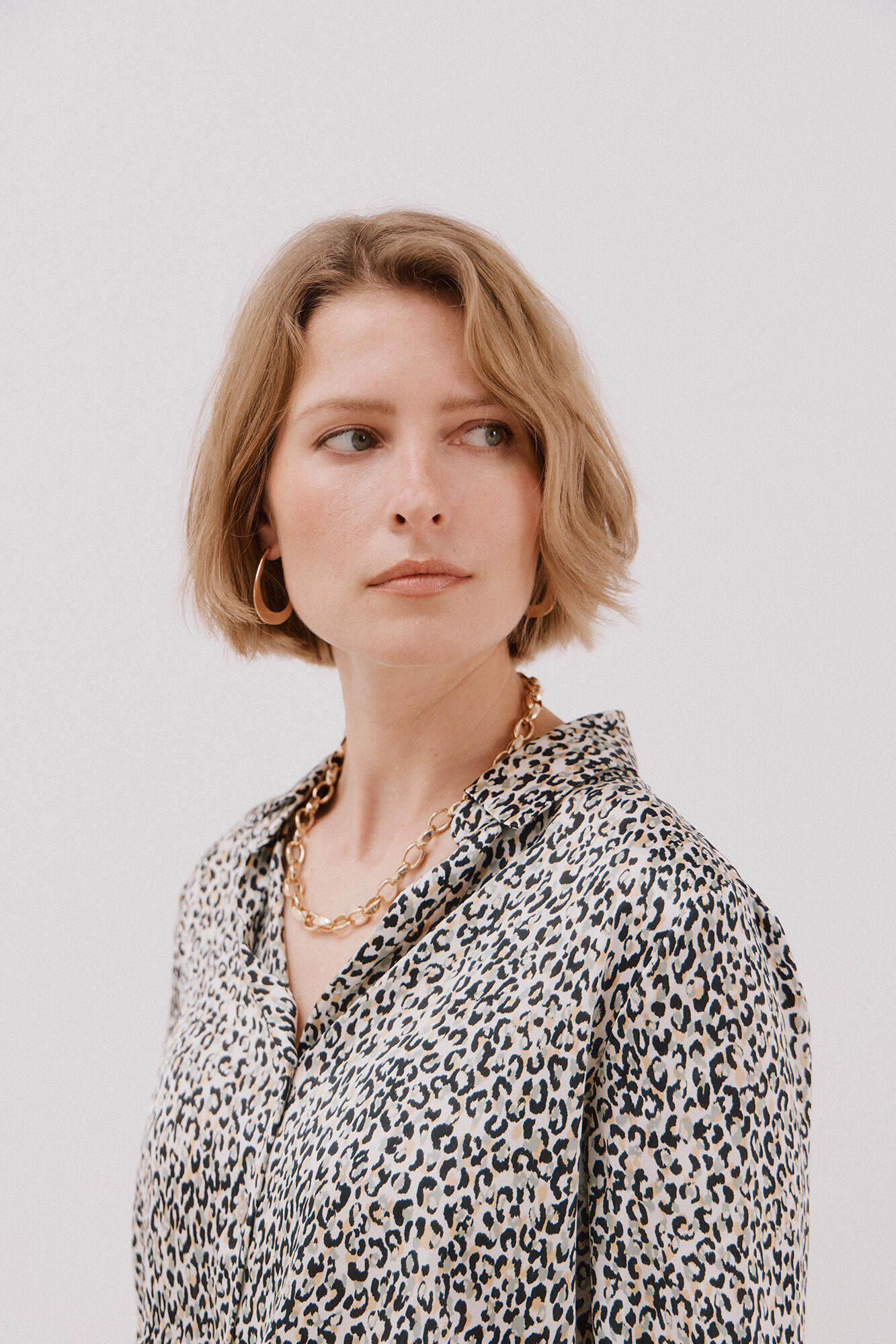 Cortefiel Camisa satinada Estampado blanco