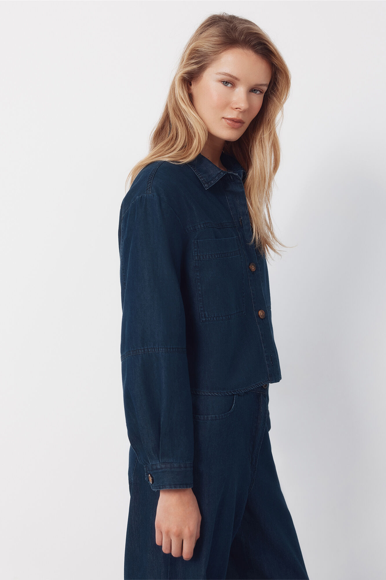 Cortefiel Camisa de mezclilla suave Azul