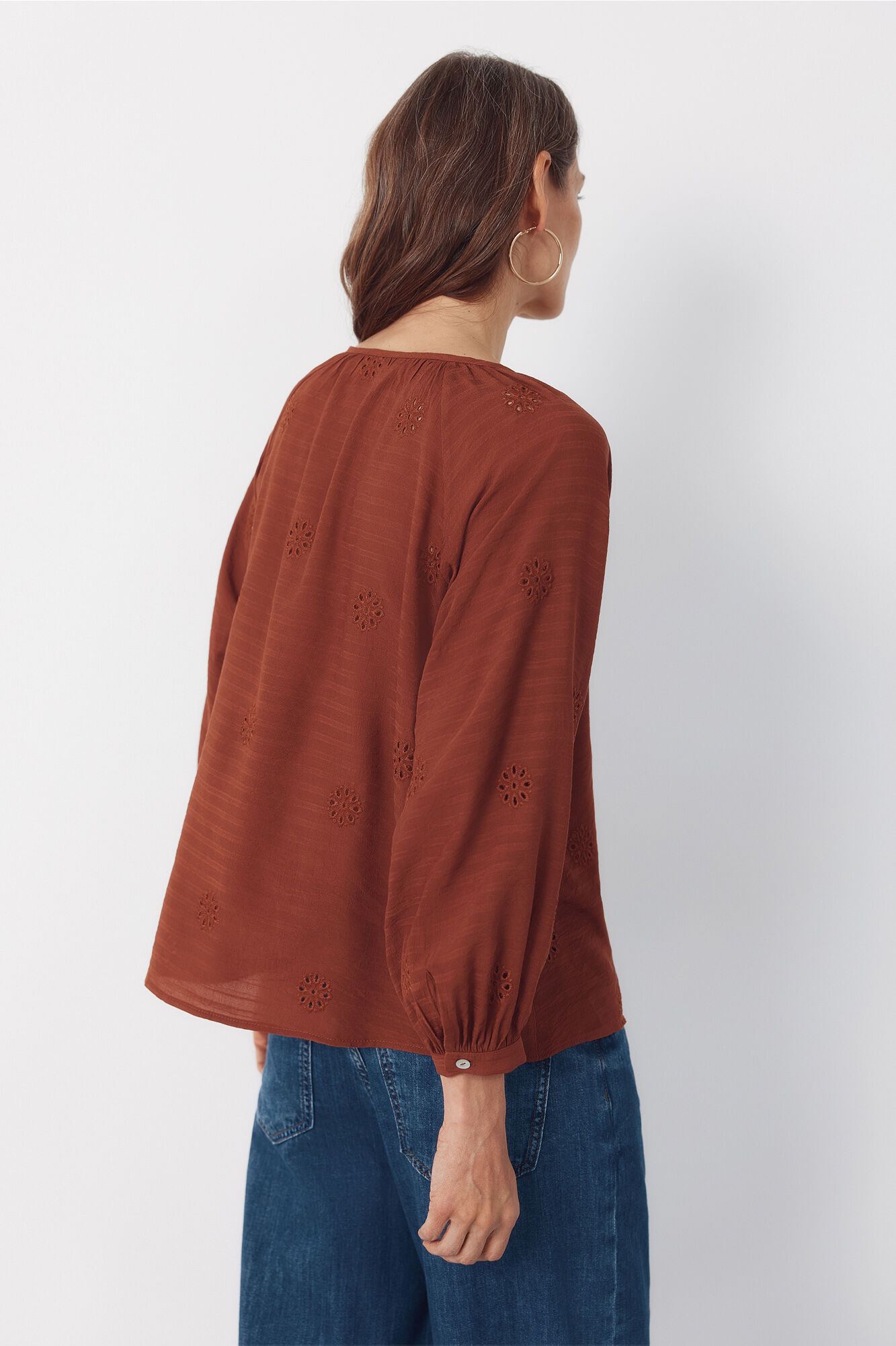 Cortefiel Blusa con bordados Rojo