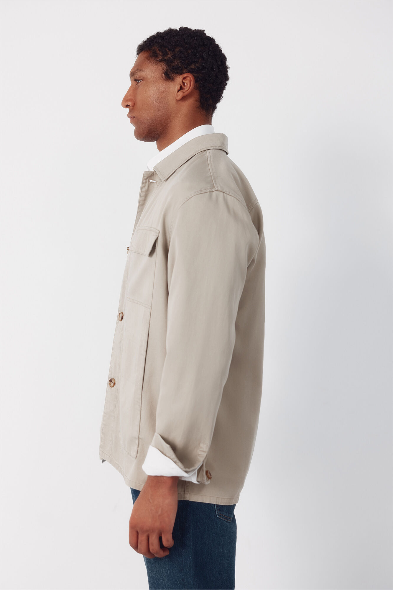Cortefiel Sobrecamisa lisa Tencel Beige