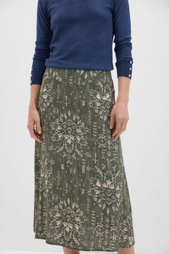Cortefiel Falda midi estampada Estampado verde