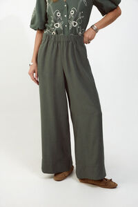 Slowlove Pantal&oacute;n ancho de lino lavado