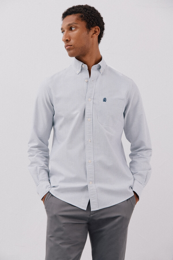 Cortefiel Camisa oxford raya candela Azul marino