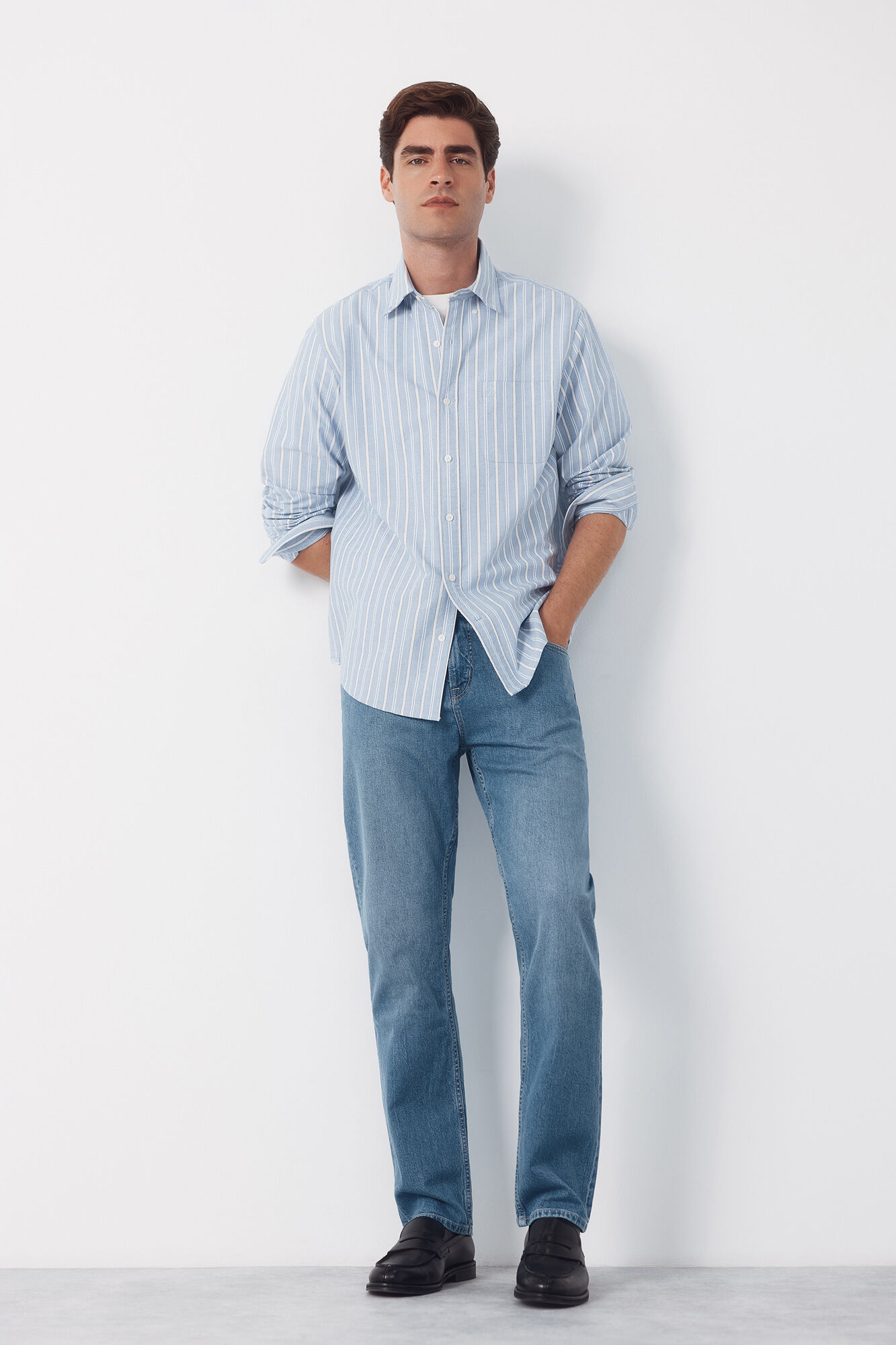Cortefiel Camisa oxford rayas Azul oscuro