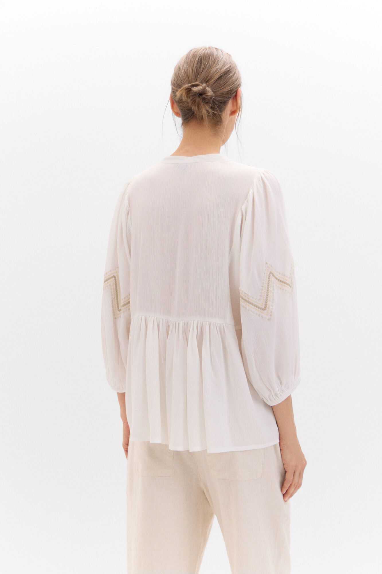 Cortefiel Blusa bordada canes&uacute; Blanco