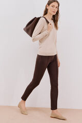 Cortefiel Legging de mujer de tejido Marrón oscuro
