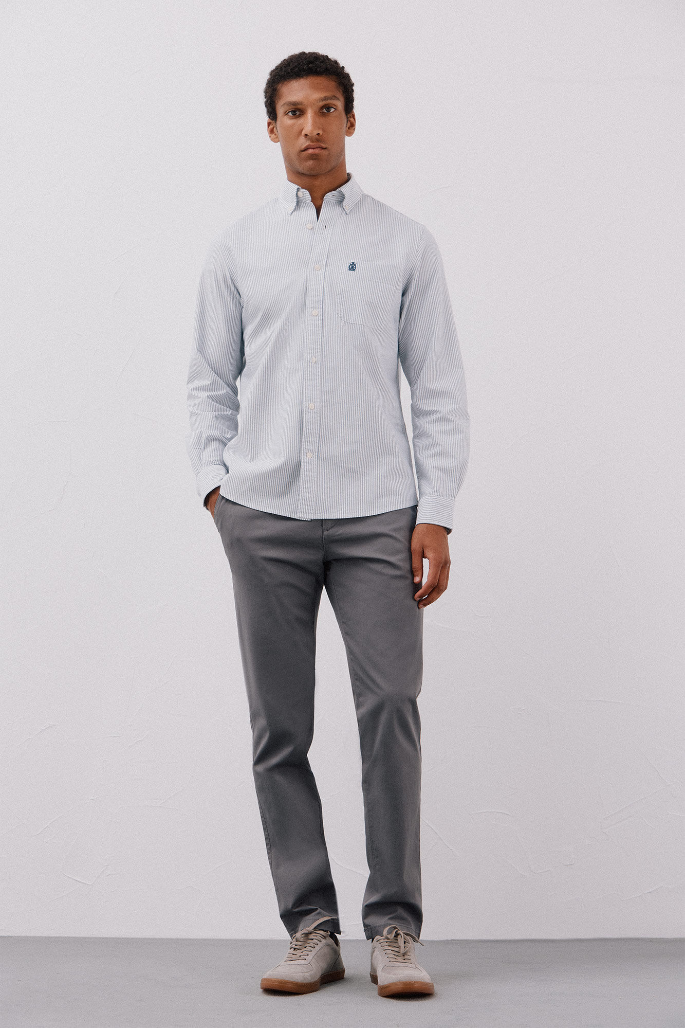 Cortefiel Camisa oxford raya candela Azul marino