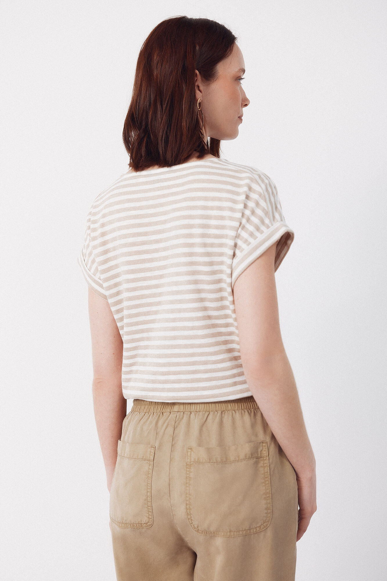 Cortefiel Playera de rayas Beige