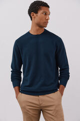 Cortefiel Suéter tejido fino estructura horizontal cuello redondo Azul marino