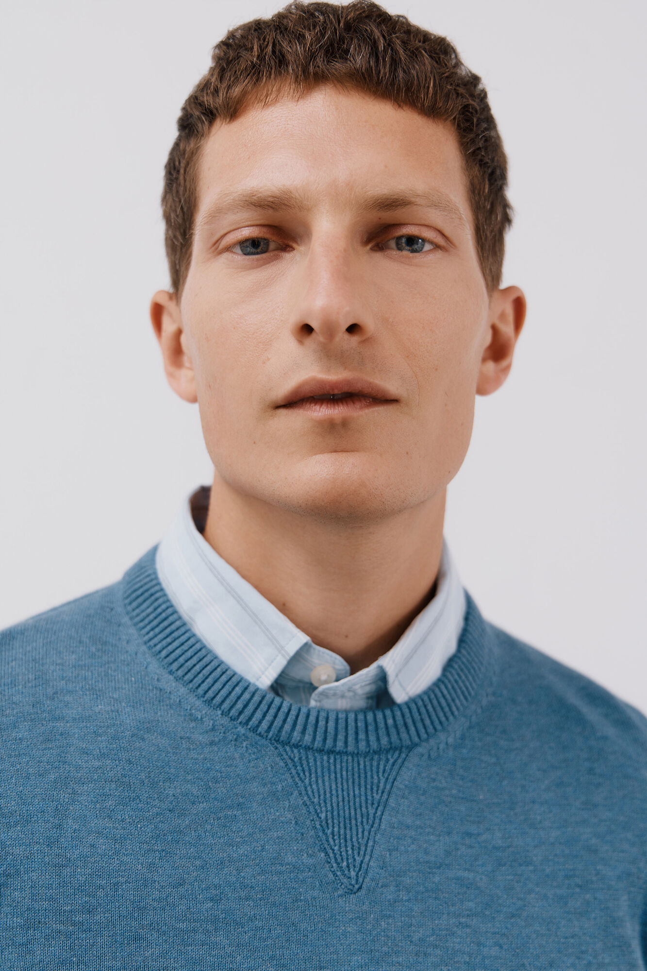 Cortefiel Su&eacute;ter tejido fino algod&oacute;n cuello redondo  Azul