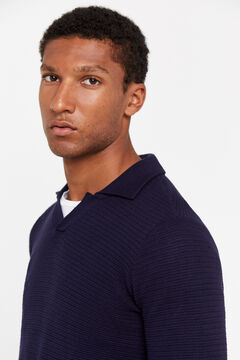 Cortefiel Jersey algodón cuello polo Azul marino