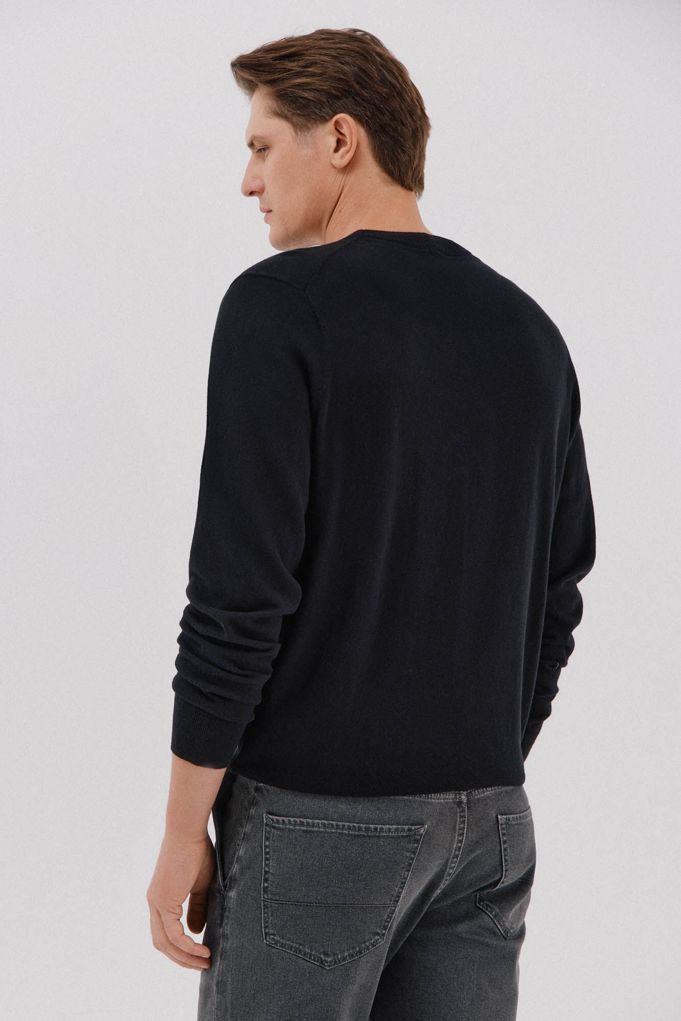 Cortefiel Su&eacute;ter algod&oacute;n cashmere cuello redondo ajustado Negro