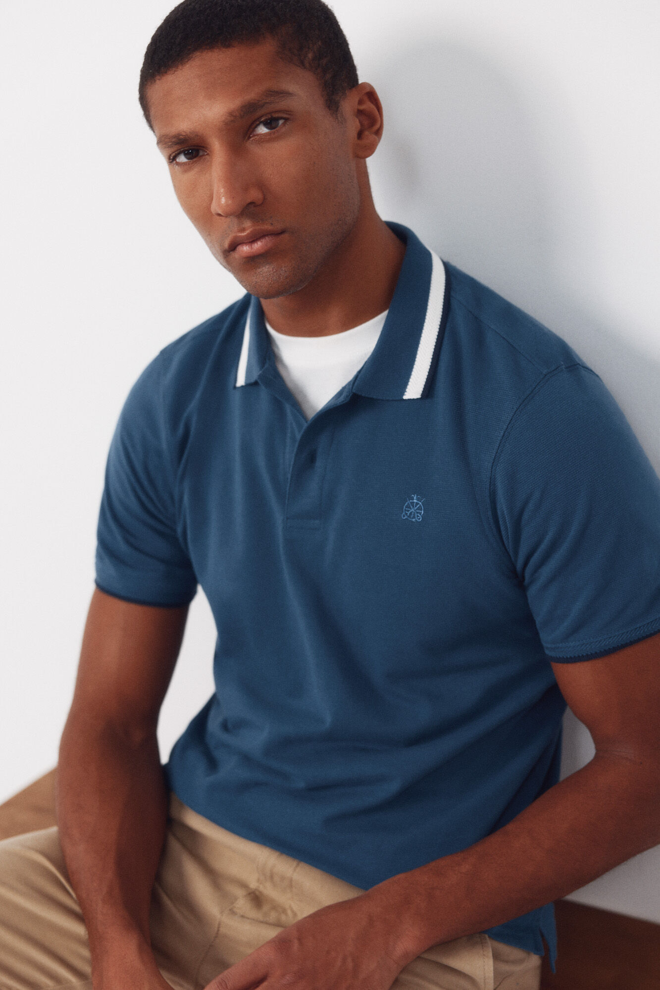 Cortefiel Polo estructura cuello fantas&iacute;a Azul oscuro