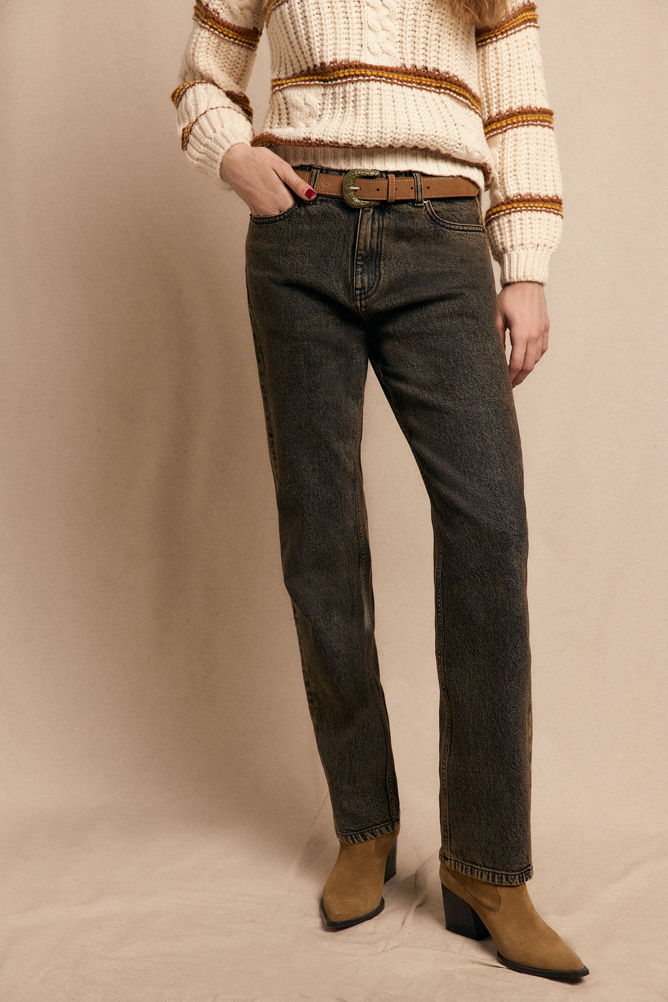 Slowlove Jeans marr&oacute;n Overdye Gris