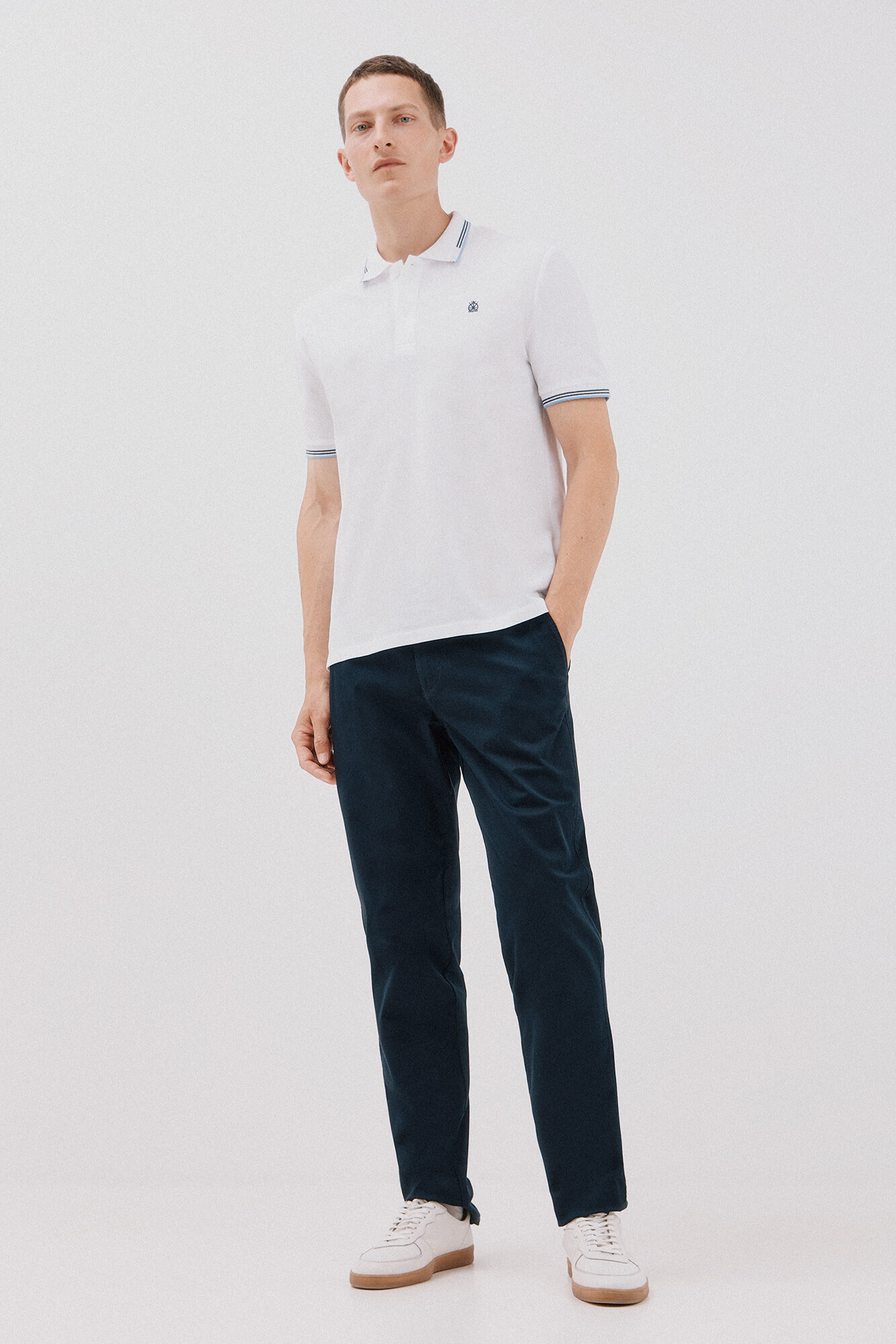 Cortefiel Polo piqu&eacute; tips Blanco