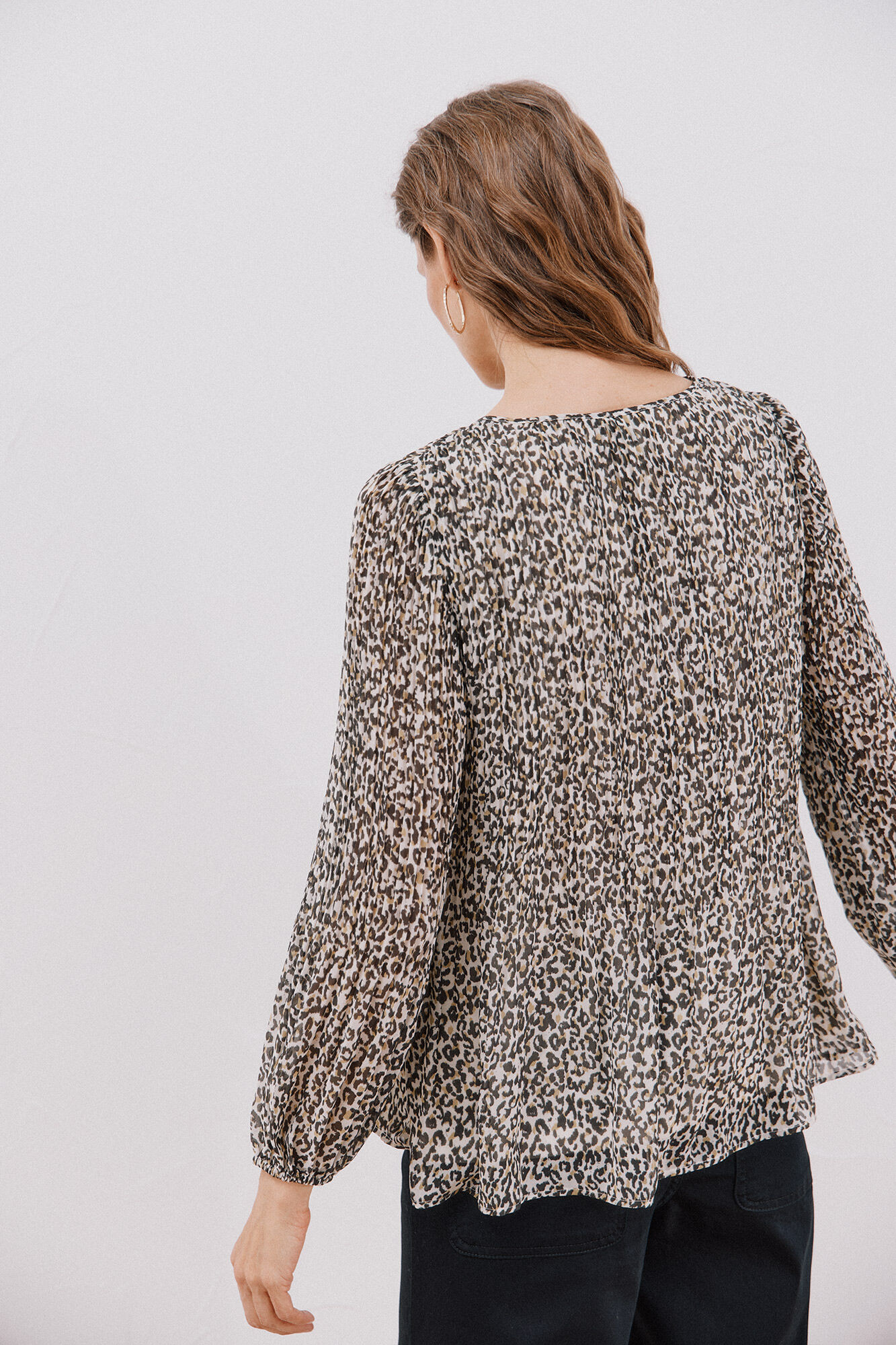 Cortefiel Blusa plisada Estampado blanco